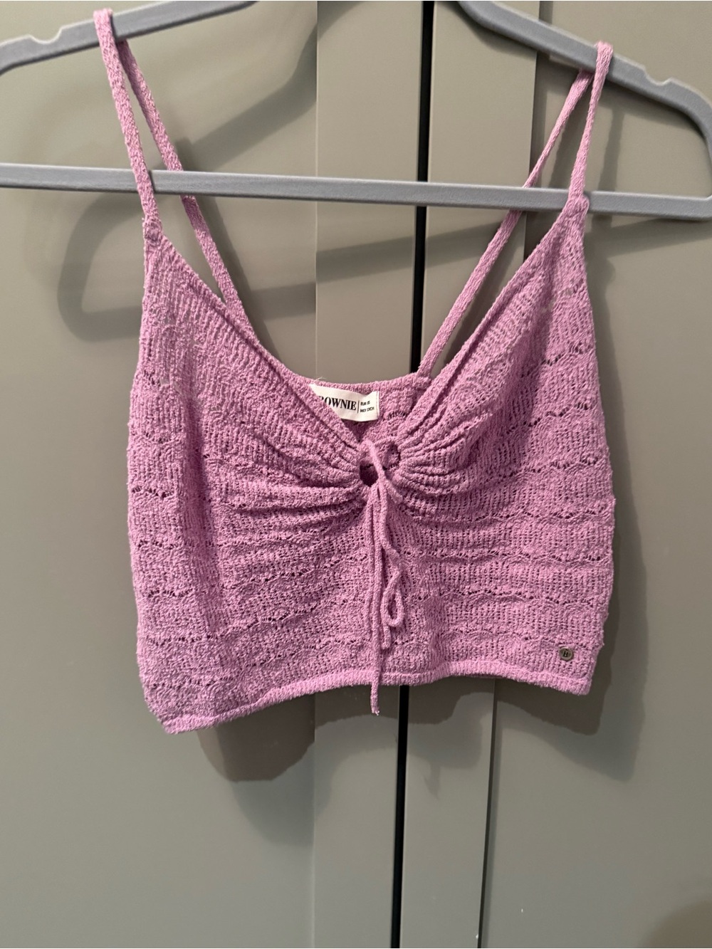 Brownie Spain Lilac crochet tank with keyhole cutout size xs.